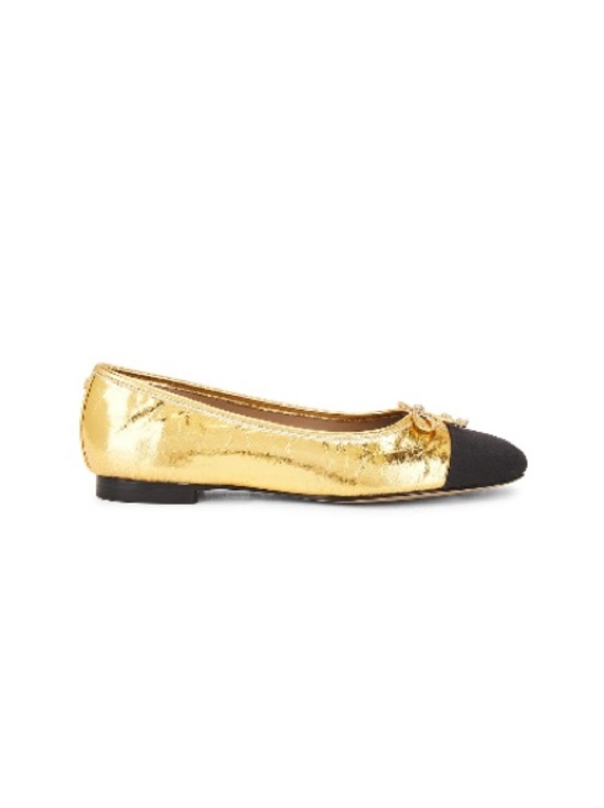 Sam Edelman Shoes - Sam Edelman Metallic Gold Ballet Flat with Black Cap Toe size 8.5